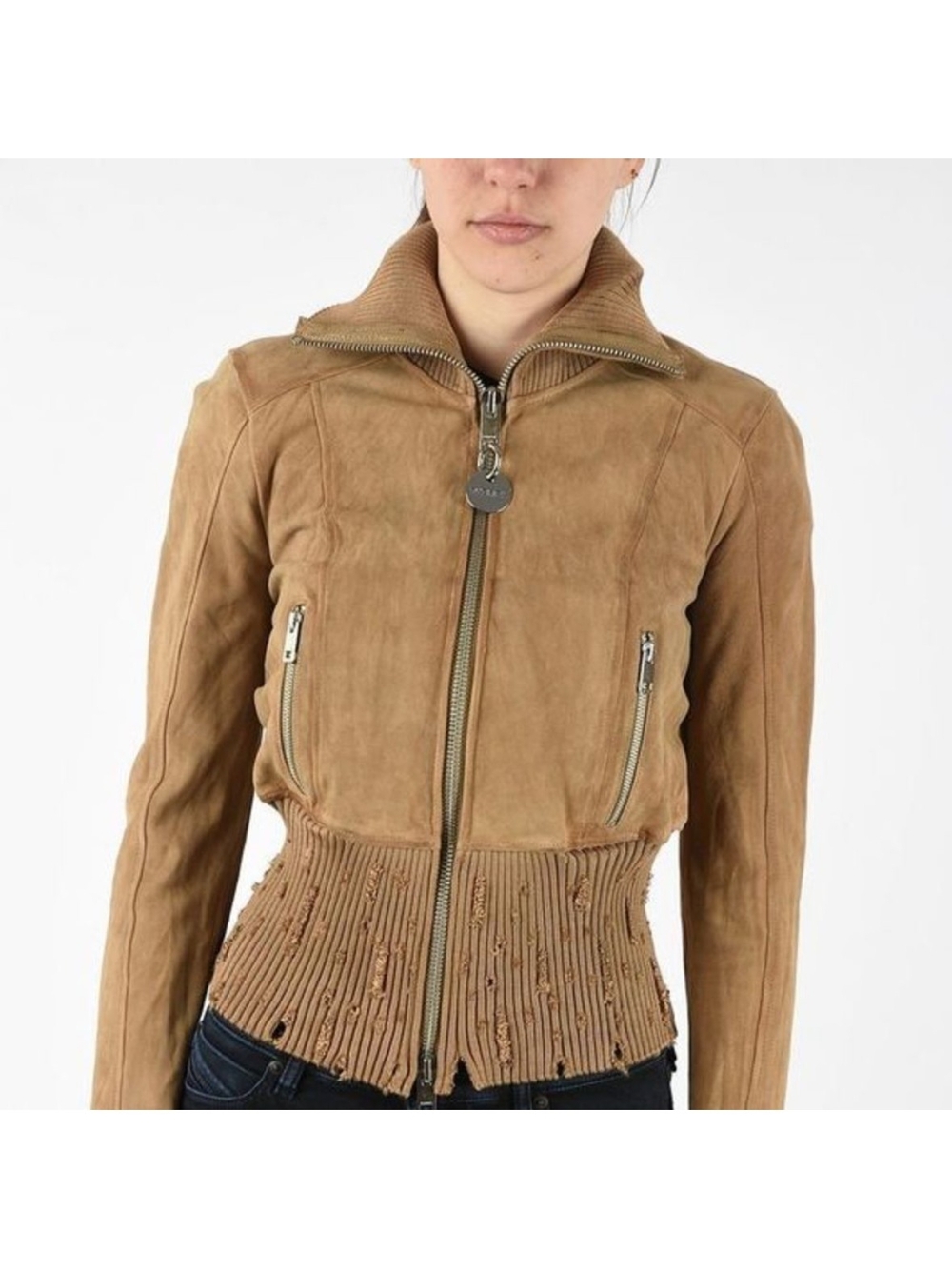 Diesel Women's Tan Suede Zip-Front Jacket
